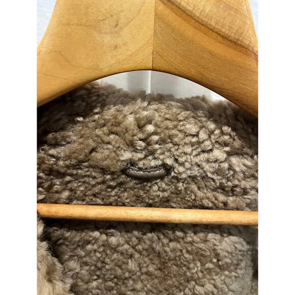 Vintage Shearling Sheepskin Suede Double Breasted Coat Car Jacket Buttons 70s - Picture 7 of 13